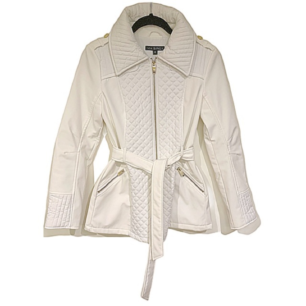 Via SPIGA Jacket Lovely Neutral Ivory Quilted Coat Size XS